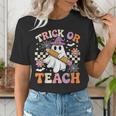 Trick Or Teach Groovy Teacher Halloween Retro Ghost Women's T-Shirt, Groovy Teacher Shirts, funny gift Trick Or Teach Groovy Teacher Halloween Retro Ghost Women's T-Shirt, Groovy Teacher Shirts, funny gift