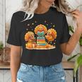 Turkey Read Books Reading Fall Thanksgiving Teacher Women's T-Shirt, funny gift