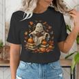 Vintage Ghost Book Reading Pumpkin Gothic Halloween Teachers Men Women Kids Women's T-Shirt, funny gift