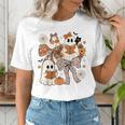 Ghost Reading Books Halloween Bow Spooky Teacher Student Women's T-Shirt, funny gift
