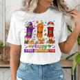 Happy Hallothanksmas Halloween Thanksgiving Pencils Teachers Women's T-Shirt, funny gift