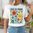 Leer Es Poder Cute Floral Boho Spanish Teacher Reading Women's T-Shirt, funny gift Leer Es Poder Cute Floral Boho Spanish Teacher Reading Women's T-Shirt, funny gift