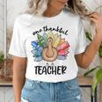 One Thankful Teacher Turkey Pencil Thanksgiving Teachers Women's T-Shirt, funny gift