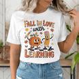 Retro Fall In Love With Learning Autumn Pumpkin Teacher Kids Women's T-Shirt, funny gift Retro Fall In Love With Learning Autumn Pumpkin Teacher Kids Women's T-Shirt, funny gift