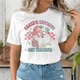 Retro Pink Christmas Santa's Favorite Art Teacher Artist Women's T-Shirt, funny gift