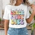 Soul Bleach Teacher Staff First Day Of School Last Hugs & High Fives Lunch Lady Vibes Blue Classic Fit Women's T-Shirt, funny gift Soul Bleach Teacher Staff First Day Of School Last Hugs & High Fives Lunch Lady Vibes Blue Classic Fit Women's T-Shirt, funny gift