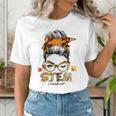 STEM Teacher Messy Bun Fall Vibes Autumn Thanksgiving Men Women Women's T-Shirt, funny gift STEM Teacher Messy Bun Fall Vibes Autumn Thanksgiving Men Women Women's T-Shirt, funny gift