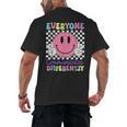 Everyone Communicates Differently Autism Awareness Teacher Men's Back Print T-Shirt, trending gift Everyone Communicates Differently Autism Awareness Teacher Men's Back Print T-Shirt, trending gift