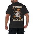 Halloween Teacher Shirts Women School Trick Or Teach Groovy Men's Back Print T-Shirt, trending gift