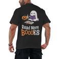 Halloween Teacher Women Cute Reading Ghost Read More Books Men's Back Print T-Shirt, trending gift