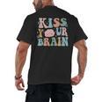 Kiss Your Brain Teacher Inspire Educate Groovy Retro Vintage Men's Back Print T-Shirt, trending gift Kiss Your Brain Teacher Inspire Educate Groovy Retro Vintage Men's Back Print T-Shirt, trending gift