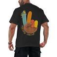 One Thankful Teacher Thanksgiving Turkey Peace Hand Sign Men's Back Print T-Shirt, trending gift