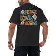 Peace Love Books Bookworm Librarian Reading Teacher Groovy Men's Back Print T-Shirt, trending gift Peace Love Books Bookworm Librarian Reading Teacher Groovy Men's Back Print T-Shirt, trending gift