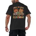 Retro Fall In Love With Learning Autumn Pumpkin Teacher Kids Men's Back Print T-Shirt, trending gift Retro Fall In Love With Learning Autumn Pumpkin Teacher Kids Men's Back Print T-Shirt, trending gift
