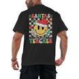 Santas Favorite Teacher Retro Groovy Smile Face Christmas Men's Back Print T-Shirt, trending gift