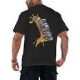 Teacher Shirt Giraffe Holding Books Bookworm Librarian Men's Back Print T-Shirt, trending gift