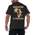 History Education Is Freedom African Map Black Teacher Men's Back Print T-Shirt, trending gift