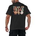 Trick Or Teach Pumpkin Candy Corn Ghost Halloween Teacher Men's Back Print T-Shirt, trending gift Trick Or Teach Pumpkin Candy Corn Ghost Halloween Teacher Men's Back Print T-Shirt, trending gift