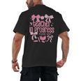 Women Teacher In Progress Coquette Pink Bow Future Teacher Men's Back Print T-Shirt, trending gift Women Teacher In Progress Coquette Pink Bow Future Teacher Men's Back Print T-Shirt, trending gift