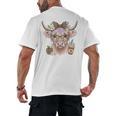 Cute Floral Highland Cow Back To School For Women Teacher Men's Back Print T-Shirt, trending gift