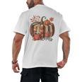 Fall Book Pumpkin Retro Reading Halloween Teacher Men's Back Print T-Shirt, trending gift