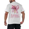 I'm Literally Just a Teacher Pencil Coquette Bow School Men's Back Print T-Shirt, trending gift