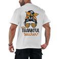 Thanksgiving Shirt Teacher Women Messy Bun Thankful Teacher Men's Back Print T-Shirt, trending gift Thanksgiving Shirt Teacher Women Messy Bun Thankful Teacher Men's Back Print T-Shirt, trending gift