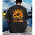My Broom Broke So Now I Teach English Halloween Teacher Men's Back Print T-Shirt, funny gift