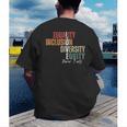 Equality Inclusion Diversity Equity Love Never Fails Teacher Men's Back Print T-Shirt, funny gift Equality Inclusion Diversity Equity Love Never Fails Teacher Men's Back Print T-Shirt, funny gift