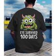 Eye Survived 100 Days Of School Monster Lover Teacher Kids Men's Back Print T-Shirt, funny gift