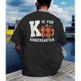 Fall Kindergarten Teacher K Is For Buffalo Plaid Pumpkin Men's Back Print T-Shirt, funny gift Fall Kindergarten Teacher K Is For Buffalo Plaid Pumpkin Men's Back Print T-Shirt, funny gift