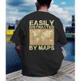 Geography Teacher Easily Distracted By Maps Men's Back Print T-Shirt, funny gift Geography Teacher Easily Distracted By Maps Men's Back Print T-Shirt, funny gift