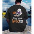 Halloween Teacher Women Cute Reading Ghost Read More Books Men's Back Print T-Shirt, funny gift