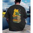 Kawaii Cats Lover Coffee Books Teacher Librarian Cat Men's Back Print T-Shirt, funny gift