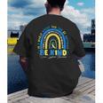 Be Kind Rainbow Down Syndrome Awareness Teacher Blue Yellow Men's Back Print T-Shirt, funny gift Be Kind Rainbow Down Syndrome Awareness Teacher Blue Yellow Men's Back Print T-Shirt, funny gift