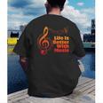 Life Is Better With Music Theory Musician Teacher Notes Clef Men's Back Print T-Shirt, funny gift