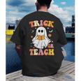 Retro Vintage Groovy Trick Or Teach Teacher Halloween For Men Women Kids Men's Back Print T-Shirt, funny gift