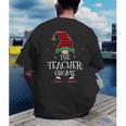 Teacher Gnome Xmas Family Matching Plaid Christmas Gnomes Men's Back Print T-Shirt, funny gift