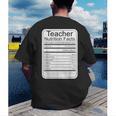 Teacher Nutrition Facts Teachers Nutritional Fact Men's Back Print T-Shirt, funny gift Teacher Nutrition Facts Teachers Nutritional Fact Men's Back Print T-Shirt, funny gift