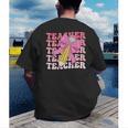 Teacher Pencil Back To School Groovy Pink Teacher First Day Men's Back Print T-Shirt, funny gift