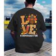 Thanksgiving Love Kindergarten Teacher Turkey Autumn Fall Men's Back Print T-Shirt, funny gift