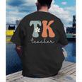 TK Teacher Retro Groovy Vintage Happy First Day Of School Men's Back Print T-Shirt, funny gift TK Teacher Retro Groovy Vintage Happy First Day Of School Men's Back Print T-Shirt, funny gift