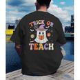 Trick Or Teach Teacher Groovy Ghost Halloween Teacher Men's Back Print T-Shirt, funny gift