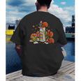 Turkey Reading Books Fall Thanksgiving Teacher Librarian Men's Back Print T-Shirt, funny gift