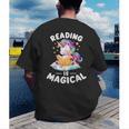 Unicorn Teacher Reading Is Magical Book Men's Back Print T-Shirt, funny gift