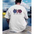 American Flag Teach Love Freedom Preschool Teacher 4th July Men's Back Print T-Shirt, funny gift