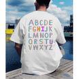Back To School Kindergarten Alphabet ABC Teacher Women Kids Men's Back Print T-Shirt, funny gift