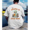 Cute Halloween Teacher Librarian Mummy Reading Books Men's Back Print T-Shirt, funny gift