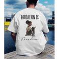 Education Is Freedom Teacher Books Black History Month Men's Back Print T-Shirt, funny gift Education Is Freedom Teacher Books Black History Month Men's Back Print T-Shirt, funny gift
