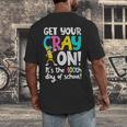 100th Day Of School Get Your Cray On Teacher Men's Back Print T-Shirt, funny design 100th Day Of School Get Your Cray On Teacher Men's Back Print T-Shirt, funny design